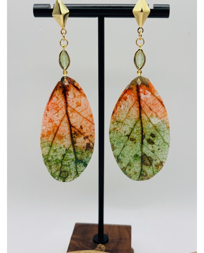 PENDIENTES ARTESANOS DE HOJA NATURAL