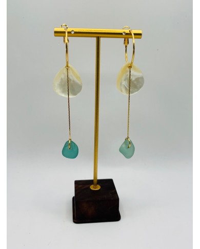 PENDIENTES ARTESANOS DE CRISTAL MARINO