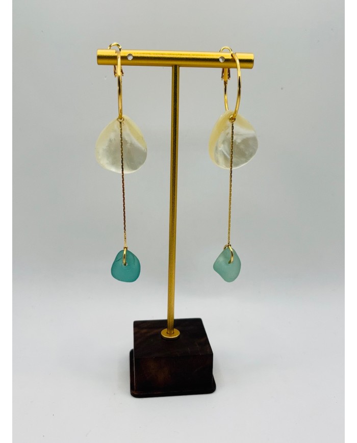 PENDIENTES ARTESANOS DE CRISTAL MARINO