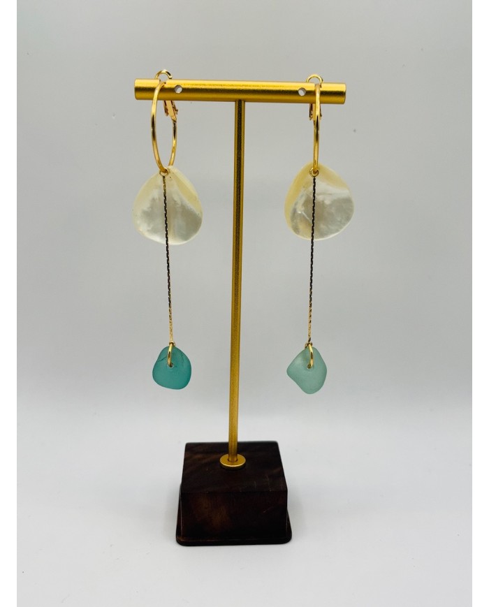 PENDIENTES ARTESANOS DE CRISTAL MARINO