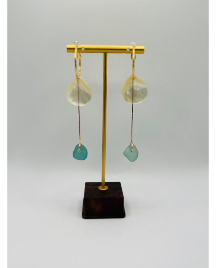 PENDIENTES ARTESANOS DE CRISTAL MARINO