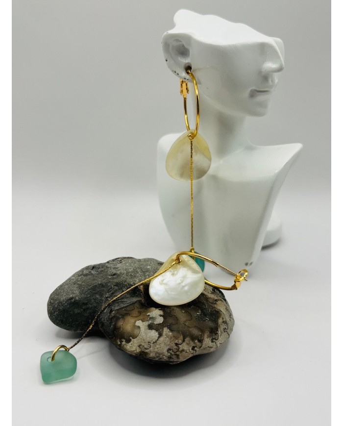 PENDIENTES ARTESANOS DE CRISTAL MARINO
