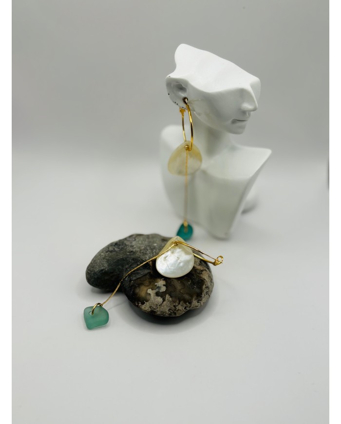 PENDIENTES ARTESANOS DE CRISTAL MARINO