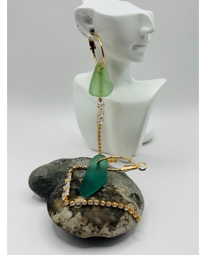 PENDIENTES ARTESANOS DE CRISTAL MARINO