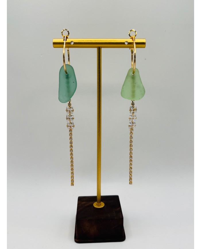 PENDIENTES ARTESANOS DE CRISTAL MARINO