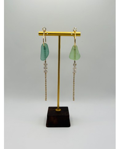 PENDIENTES ARTESANOS DE CRISTAL MARINO