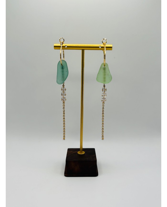 PENDIENTES ARTESANOS DE CRISTAL MARINO
