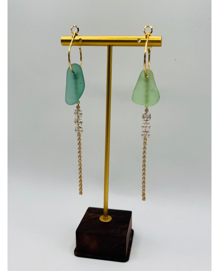 PENDIENTES ARTESANOS DE CRISTAL MARINO