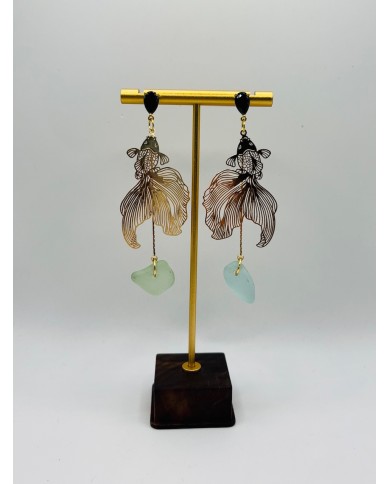 PENDIENTES ARTESANOS DE CRISTAL MARINO