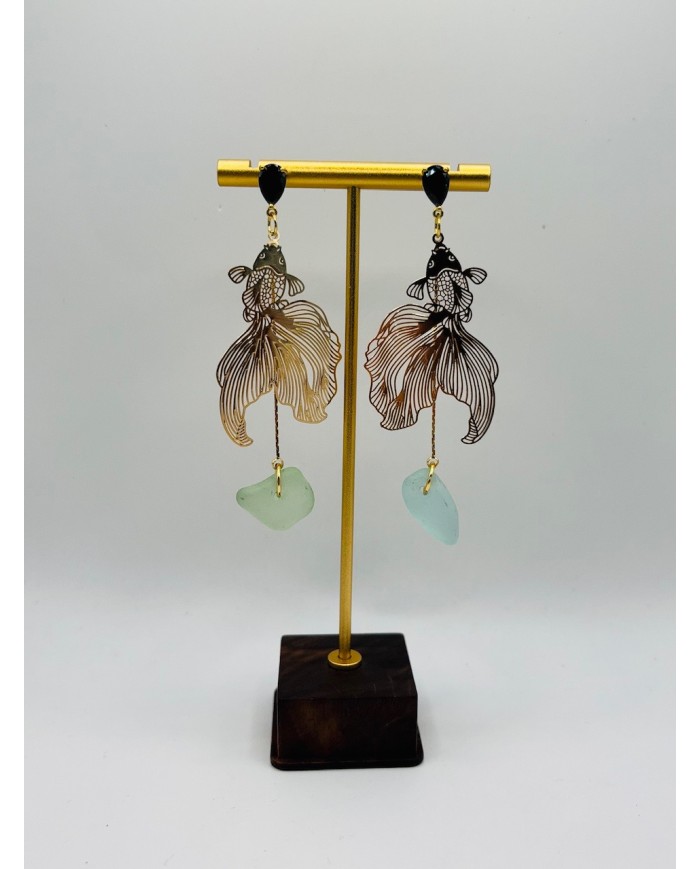 PENDIENTES ARTESANOS DE CRISTAL MARINO