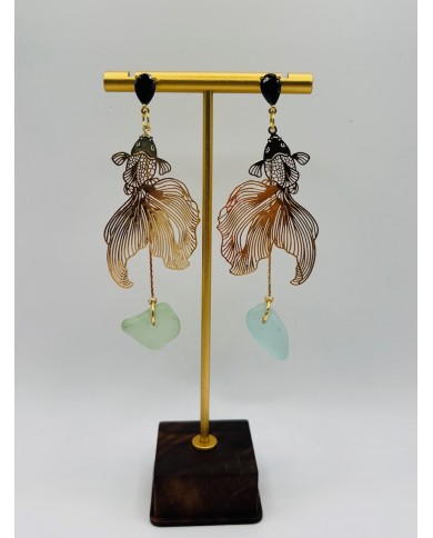 PENDIENTES ARTESANOS DE CRISTAL MARINO