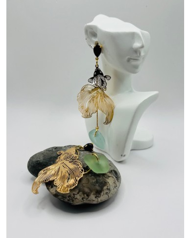 PENDIENTES ARTESANOS DE CRISTAL MARINO