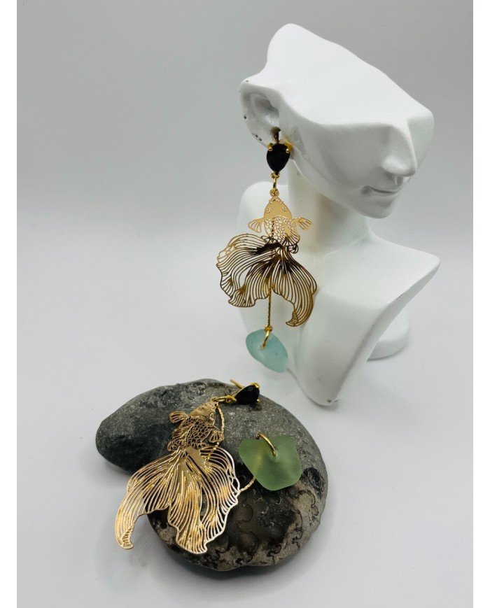 PENDIENTES ARTESANOS DE CRISTAL MARINO