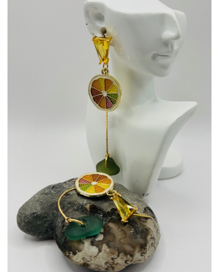 PENDIENTES ARTESANOS DE CRISTAL MARINO