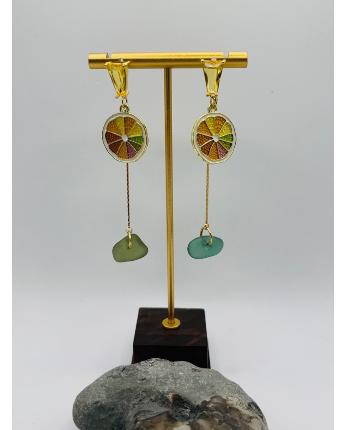 PENDIENTES ARTESANOS DE CRISTAL MARINO