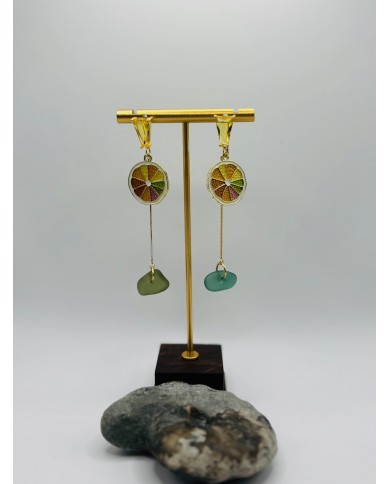 PENDIENTES ARTESANOS DE CRISTAL MARINO