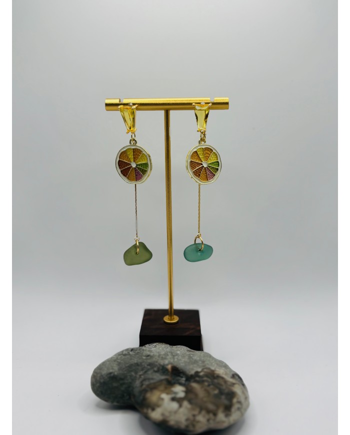 PENDIENTES ARTESANOS DE CRISTAL MARINO