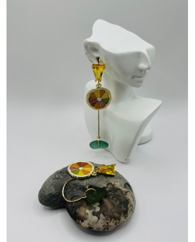 PENDIENTES ARTESANOS DE CRISTAL MARINO