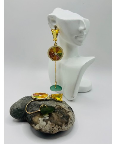 PENDIENTES ARTESANOS DE CRISTAL MARINO