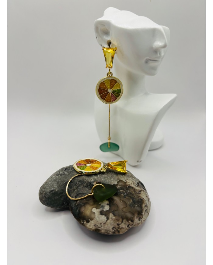 PENDIENTES ARTESANOS DE CRISTAL MARINO