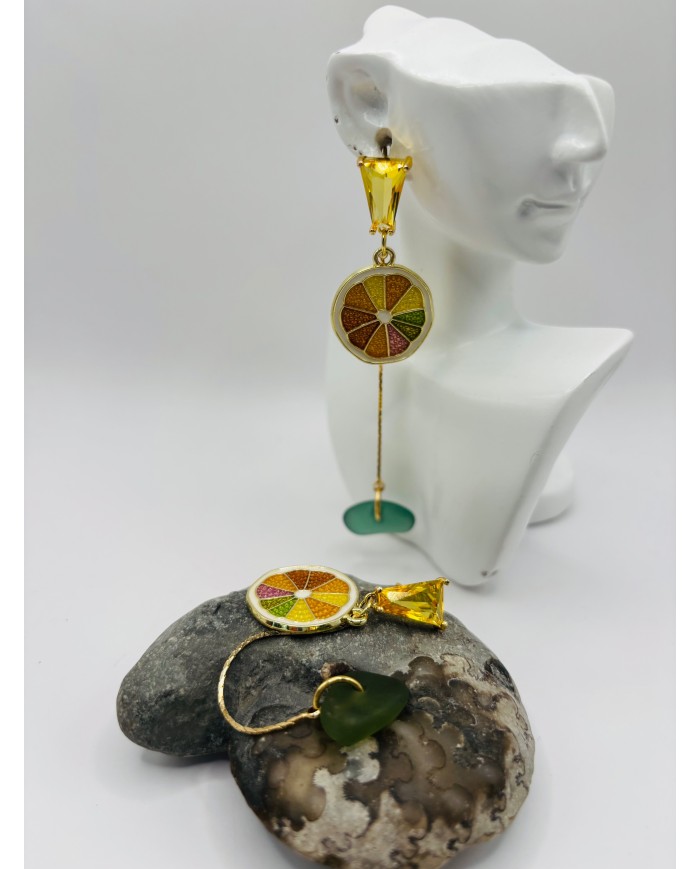PENDIENTES ARTESANOS DE CRISTAL MARINO