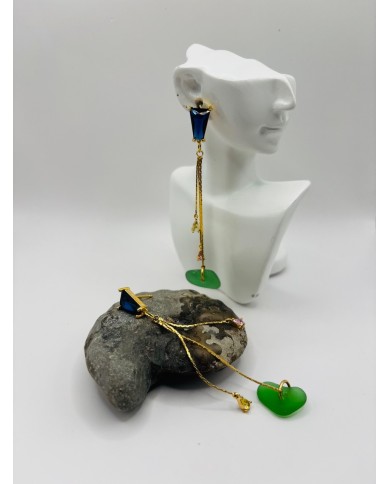 PENDIENTES ARTESANOS DE CRISTAL MARINO