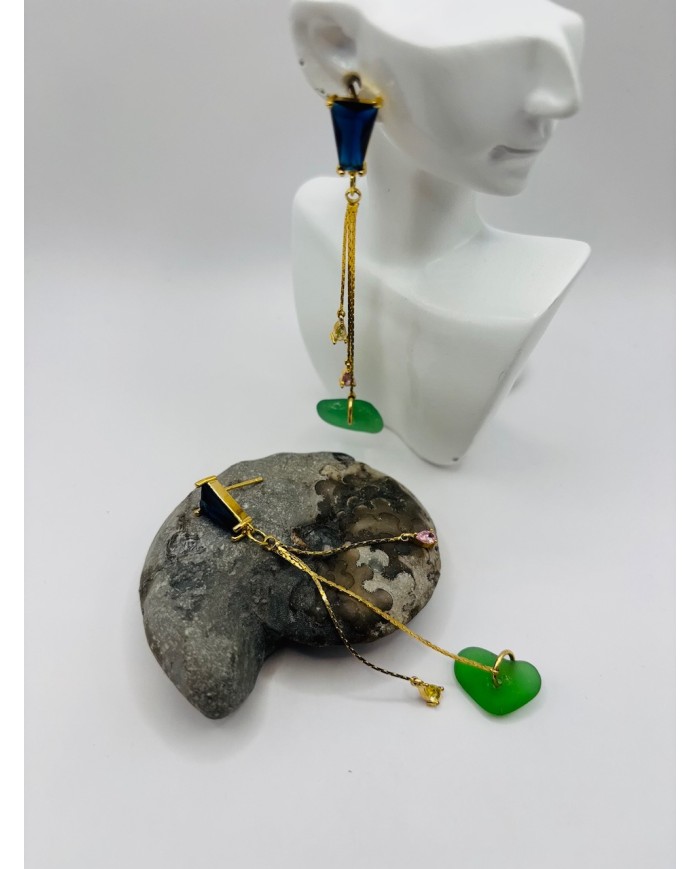 PENDIENTES ARTESANOS DE CRISTAL MARINO