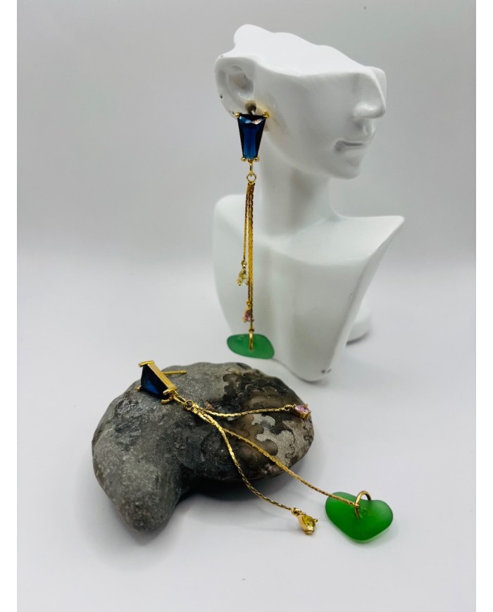 PENDIENTES ARTESANOS DE CRISTAL MARINO