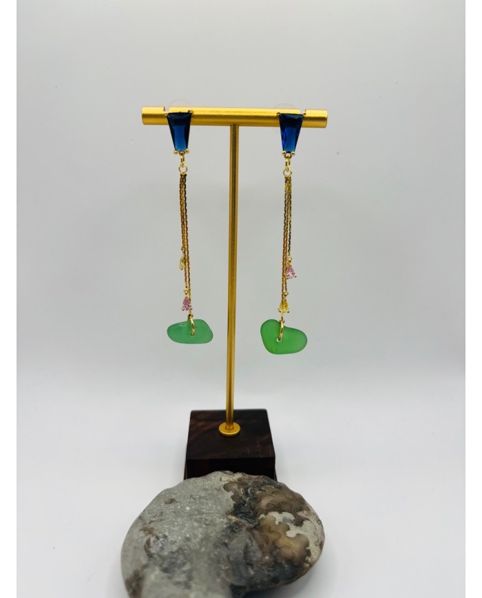 PENDIENTES ARTESANOS DE CRISTAL MARINO