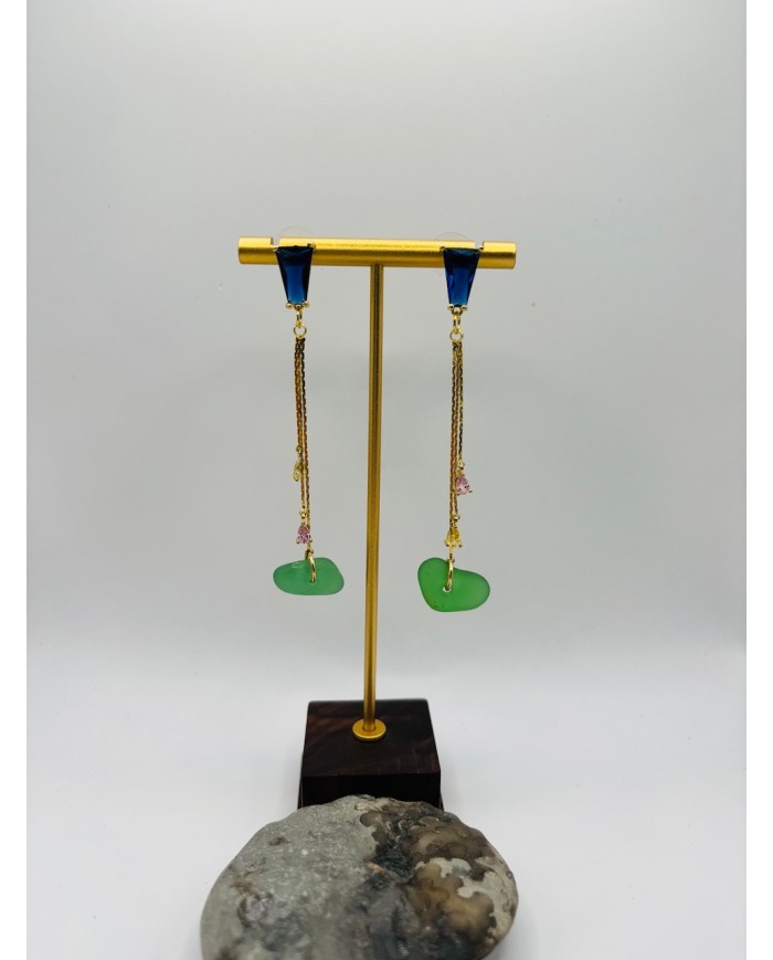 PENDIENTES ARTESANOS DE CRISTAL MARINO