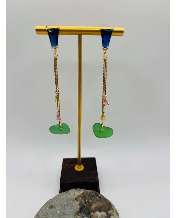 PENDIENTES ARTESANOS DE CRISTAL MARINO