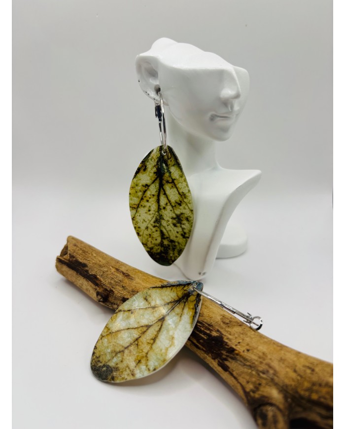PENDIENTES DE HOJA NATURAL ESQUELETIZADA