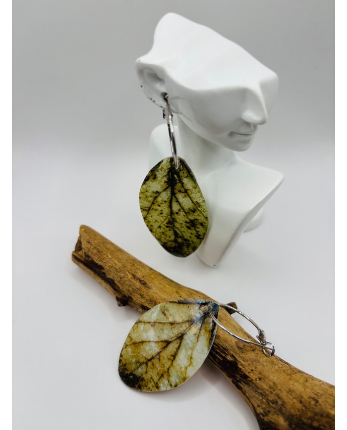 PENDIENTES DE HOJA NATURAL ESQUELETIZADA