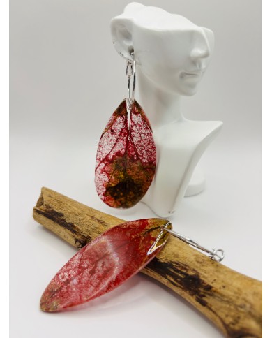 PENDIENTES ARTESANOS DE HOJA NATURAL ESQUELETIZADA