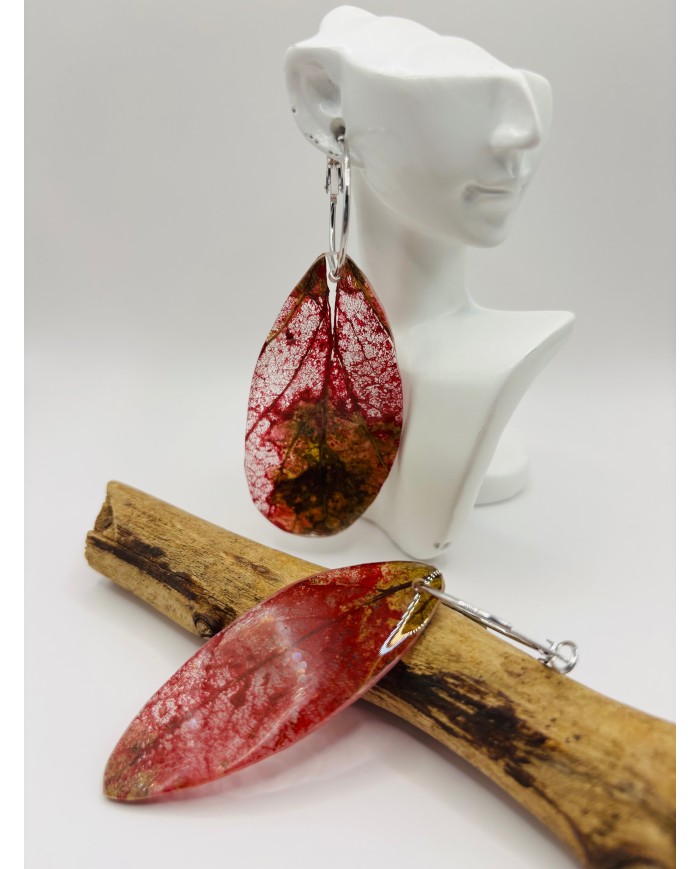 PENDIENTES ARTESANOS DE HOJA NATURAL ESQUELETIZADA