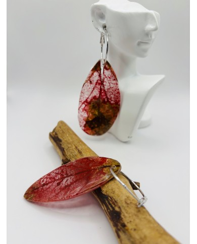 PENDIENTES ARTESANOS DE HOJA NATURAL ESQUELETIZADA