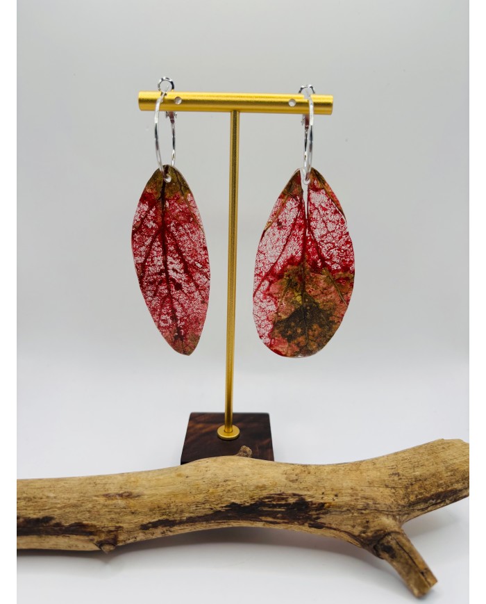 PENDIENTES ARTESANOS DE HOJA NATURAL ESQUELETIZADA