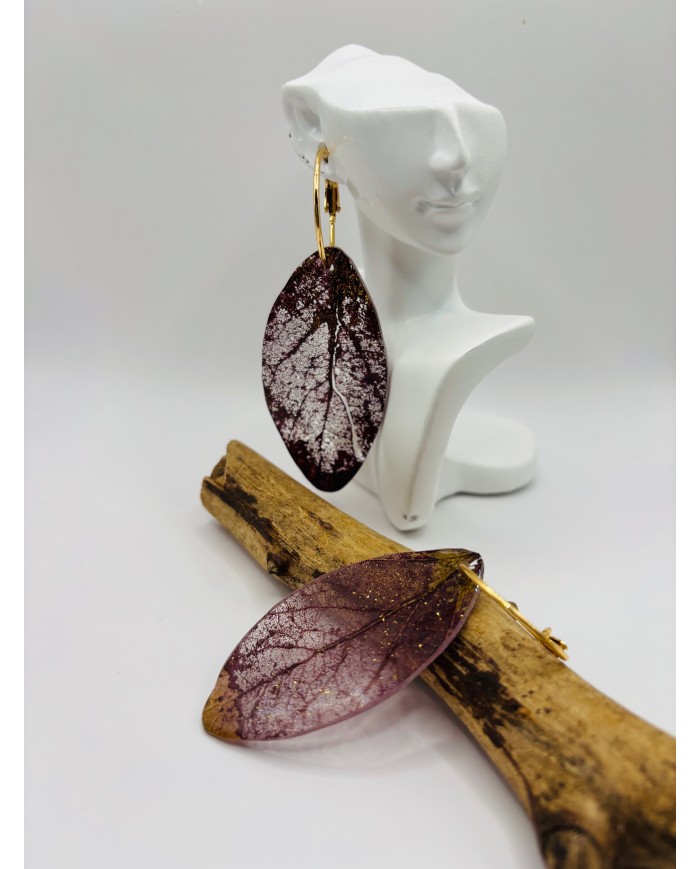 PENDIENTES ARTESANOS DE HOJA NATURAL