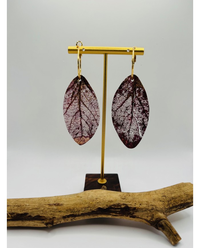 PENDIENTES ARTESANOS DE HOJA NATURAL