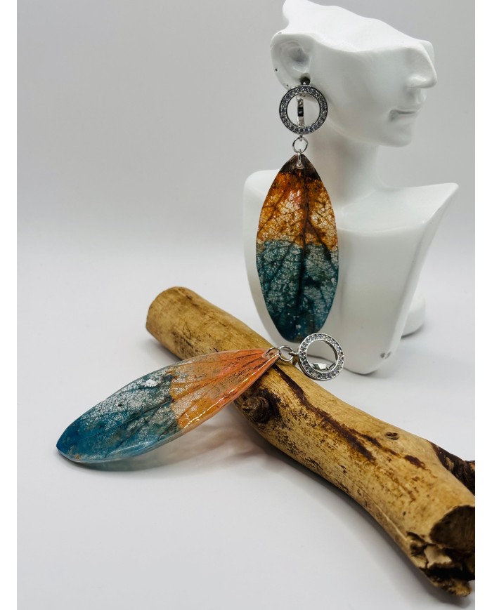 PENDIENTES ARTESANOS DE HOJA NATURAL ESQUELETIZADA