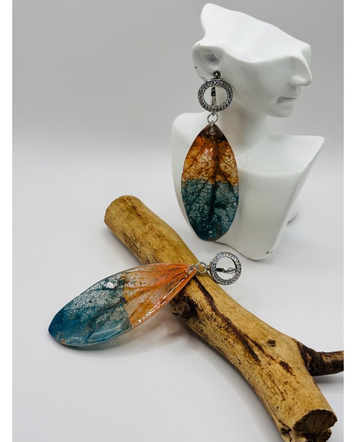 PENDIENTES ARTESANOS DE HOJA NATURAL ESQUELETIZADA