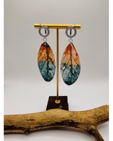 PENDIENTES ARTESANOS DE HOJA NATURAL ESQUELETIZADA