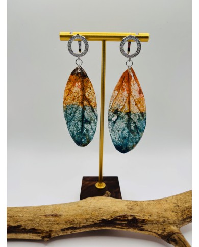 PENDIENTES ARTESANOS DE HOJA NATURAL ESQUELETIZADA