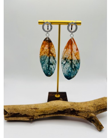 PENDIENTES ARTESANOS DE HOJA NATURAL ESQUELETIZADA
