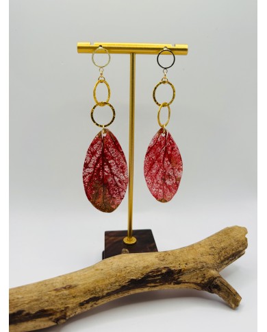 PENDIENTES ARTESANOS DE HOJA NATURAL ESQUELETIZADA