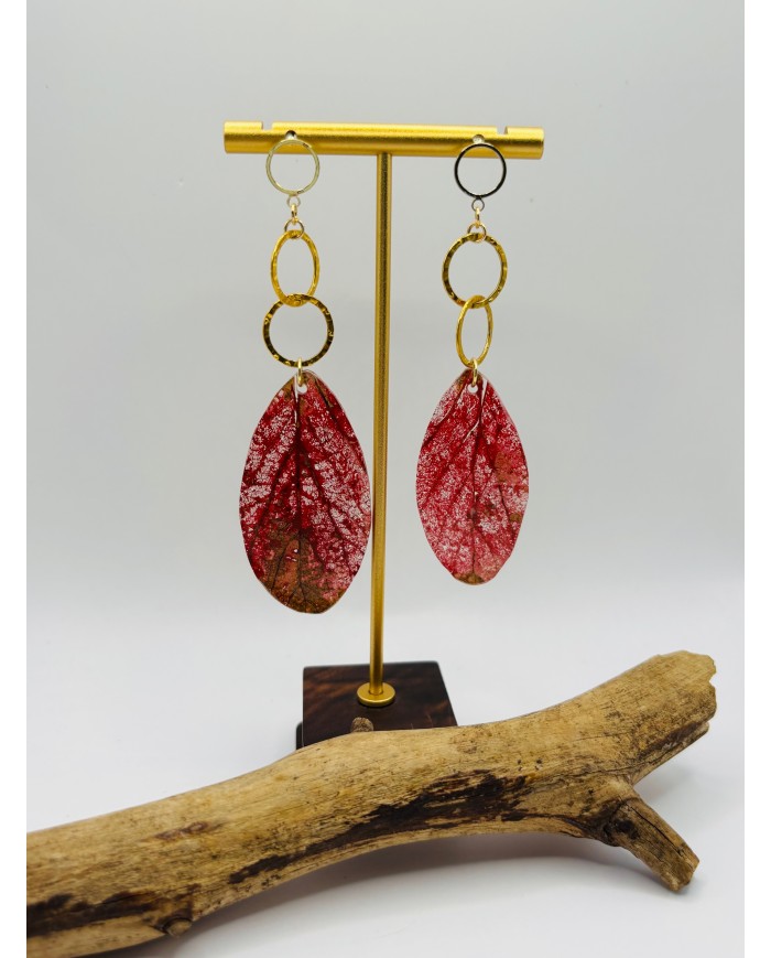 PENDIENTES ARTESANOS DE HOJA NATURAL ESQUELETIZADA