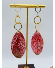 PENDIENTES ARTESANOS DE HOJA NATURAL ESQUELETIZADA