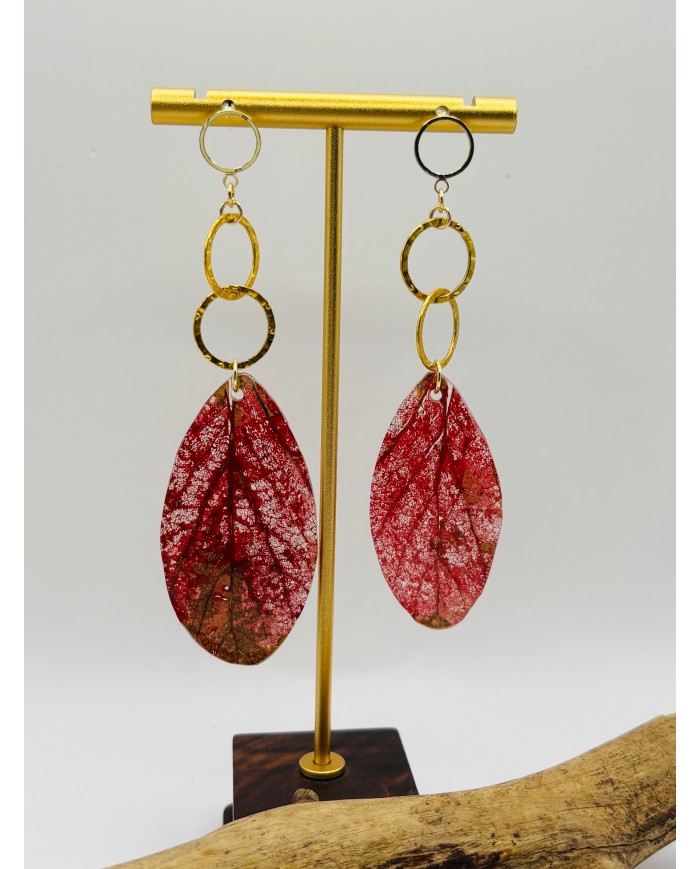 PENDIENTES ARTESANOS DE HOJA NATURAL ESQUELETIZADA