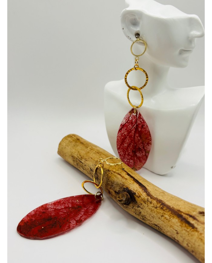 PENDIENTES ARTESANOS DE HOJA NATURAL ESQUELETIZADA