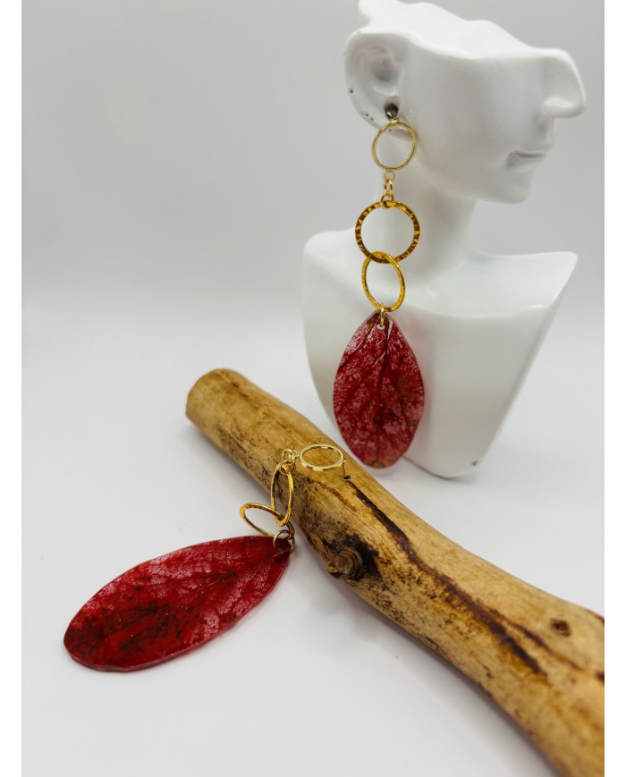 PENDIENTES ARTESANOS DE HOJA NATURAL ESQUELETIZADA